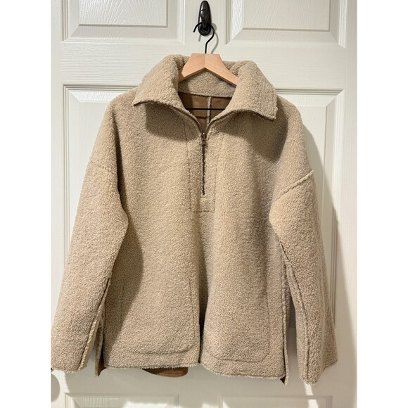 Velvet By Graham & Spencer Reversible Luxe Sherpa Pullover Quarter Zip Jacket M - Picture 5 of 14